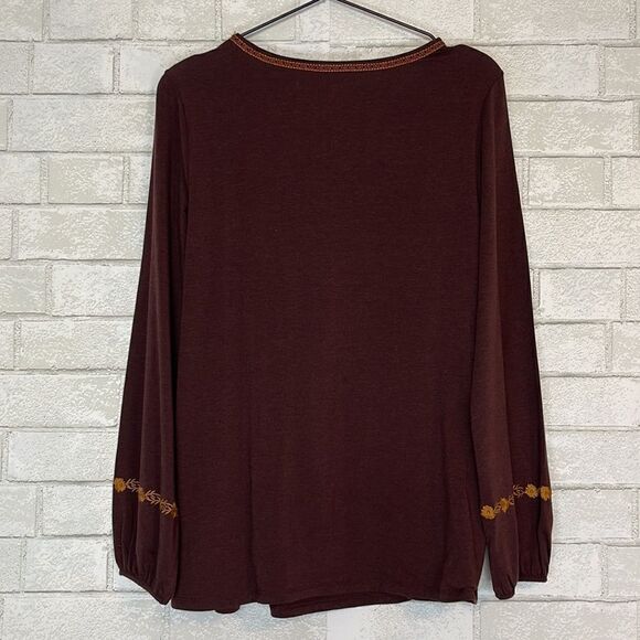 Garnet Hill Embroidered Long Sleeve Peasant Blouse XS - Picture 3 of 5